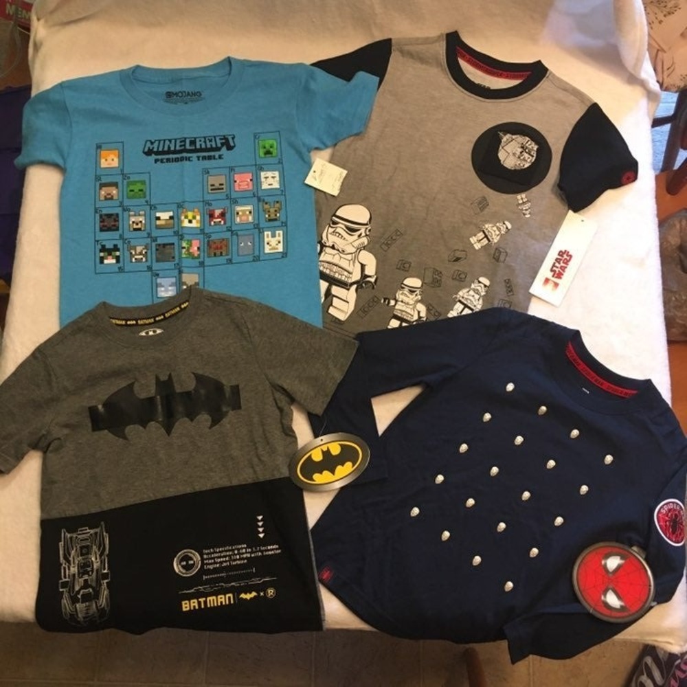 New boys shirt bundle xs 4/5 minecraft fortnite spiderman